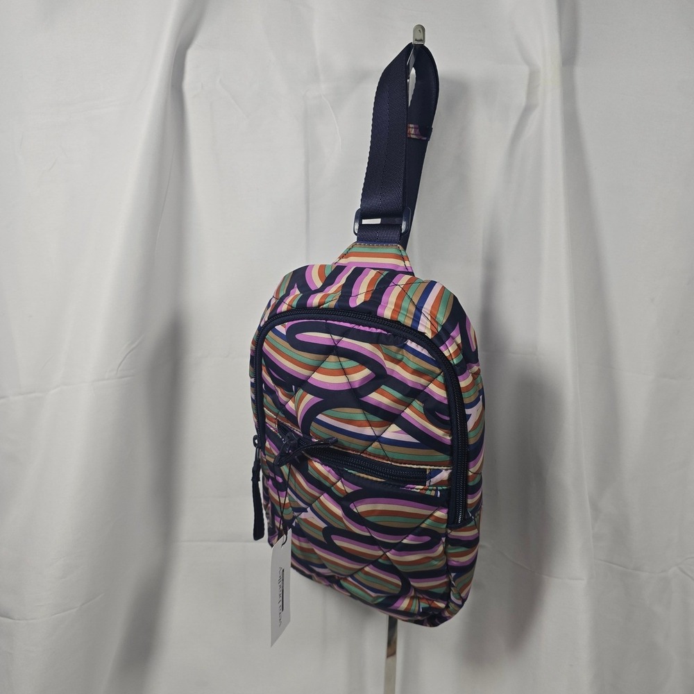 Vera Bradley Performance Retro Sling Backpack Multi Color Striped Crossbody Bag